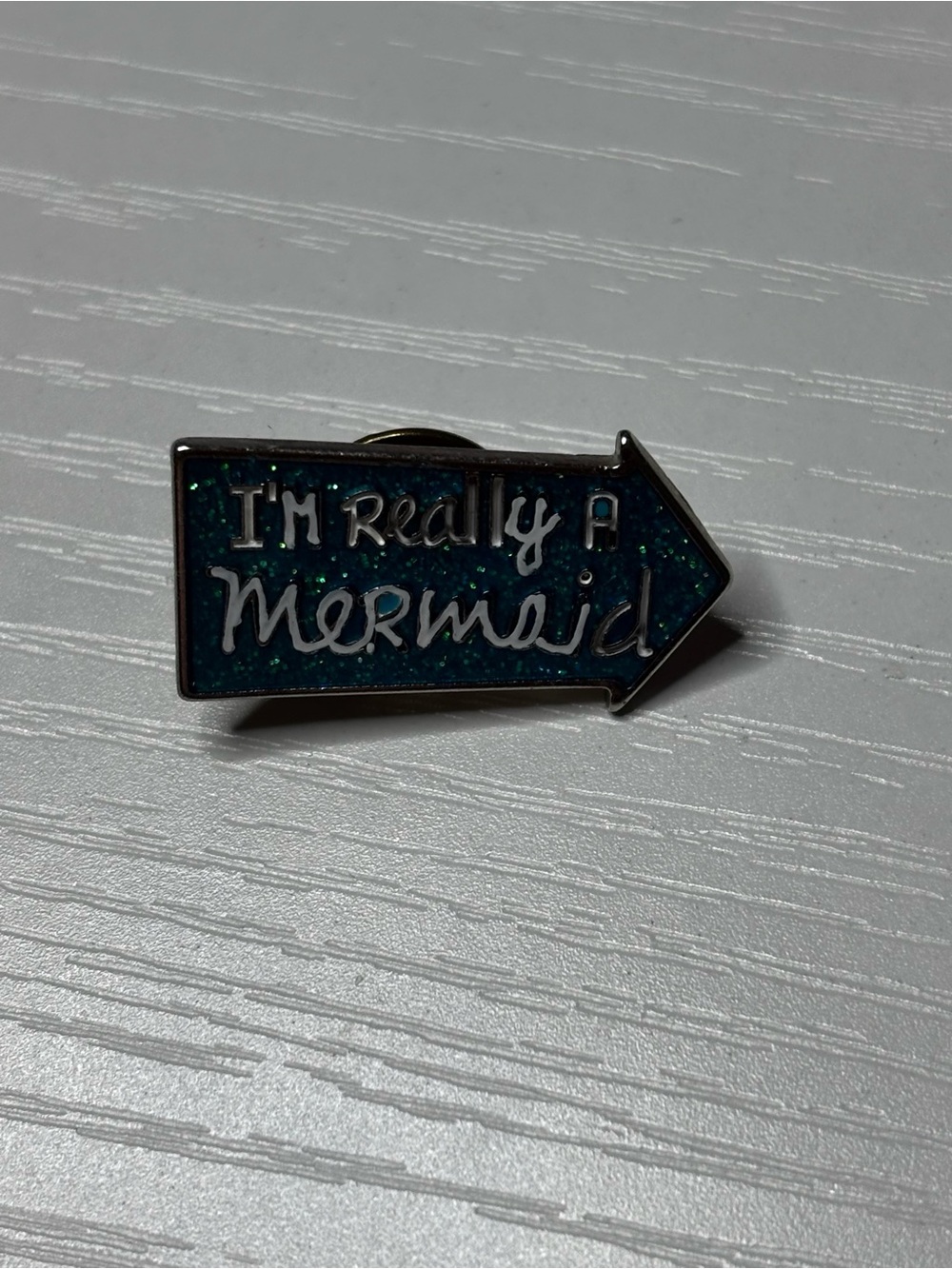 Claire's Blue Glitter "I'm Really a Mermaid" Arrow Pin